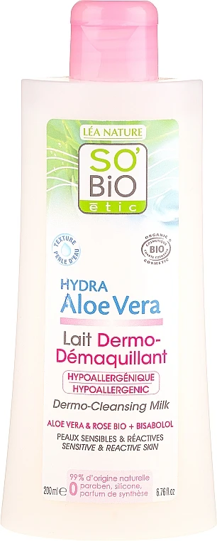 So'Bio Etic Aloe Vera Dermo-Cleansing Milk 1 So'Bio Etic Aloe Vera Dermo-Cleansing Milk